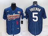 Los Angeles Dodgers #5 Freddie Freeman Number Rainbow Blue Red Pinstripe Mexico Cool Base Nike Jersey,baseball caps,new era cap wholesale,wholesale hats
